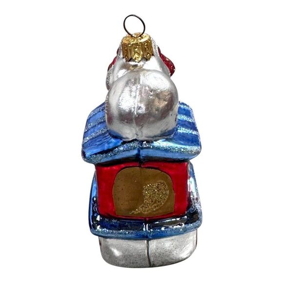 Hallmark Crown Reflections Festive Locomotive Blown Glass Ornament Red & Silver - Picture 5 of 9
